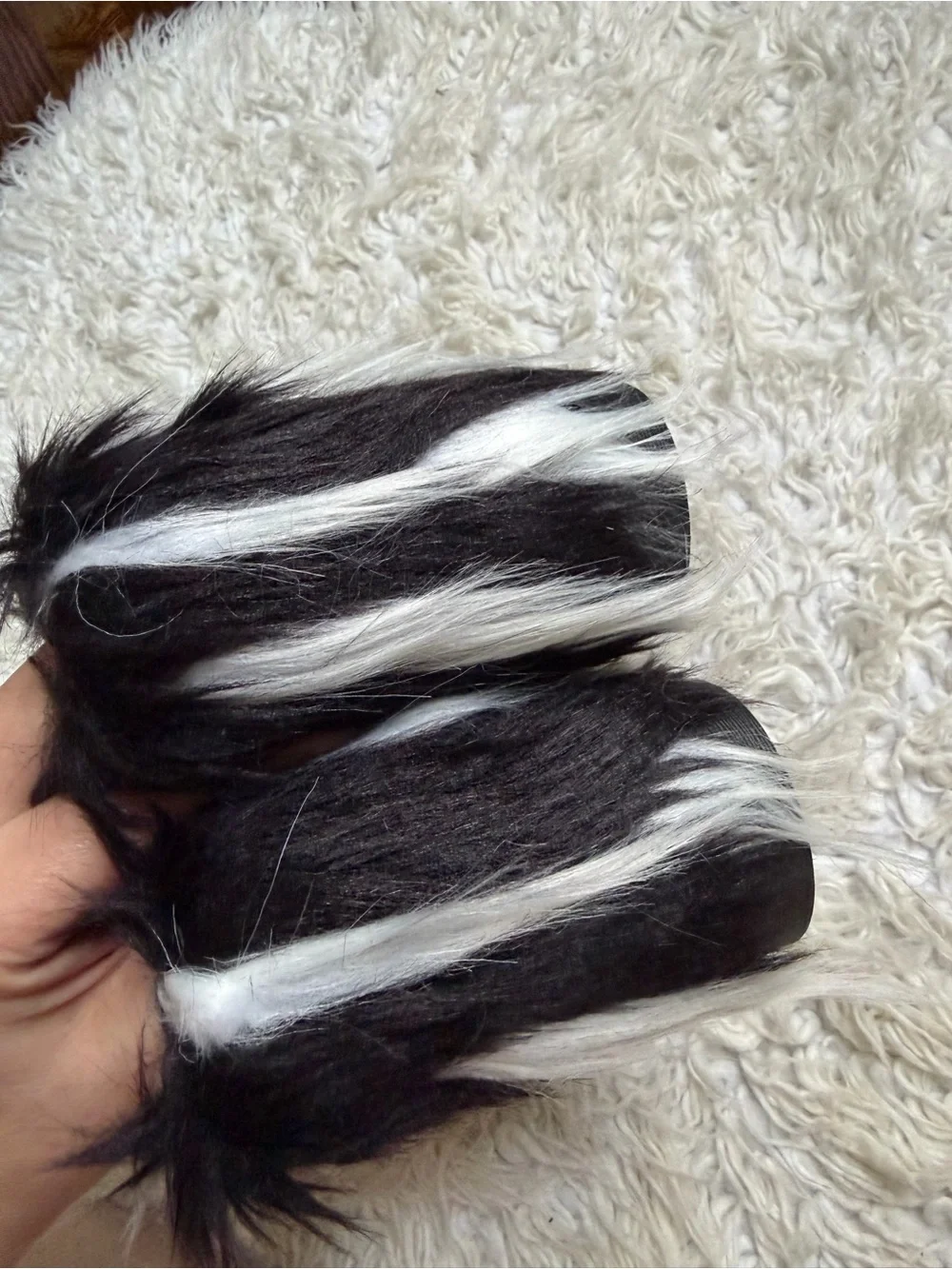 Kids Black & White Faux Fur Winter Boots
